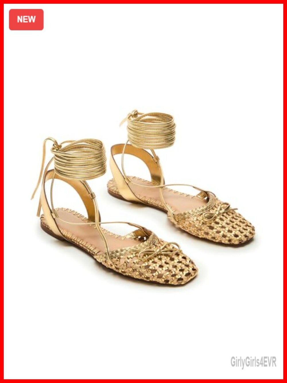 Woven Ballet Flats Lace Up Closed Square Toe Summer Sandals Dressy Shoes